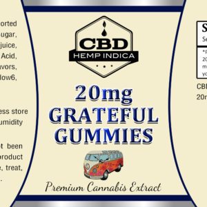 CBD, Hemp Indica, 20mg Grateful Gummies