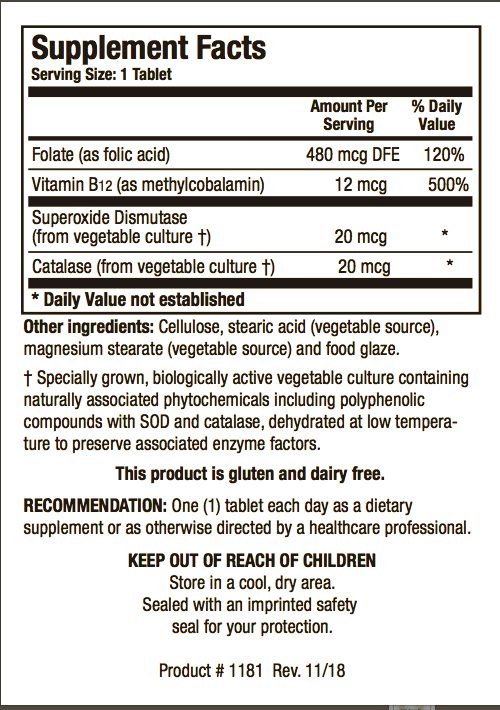 Biotics, Folic Acid 800 (With B12), (180T)