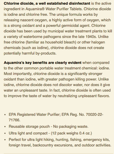 Emergency, Aquamira Chlorine Dioxide Water Purifier Tablets